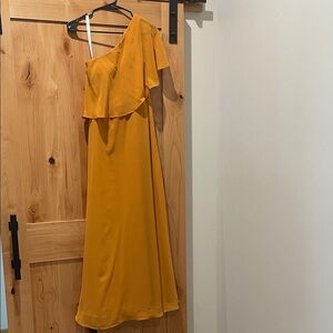 Azazie Mustard One-Shoulder Dress